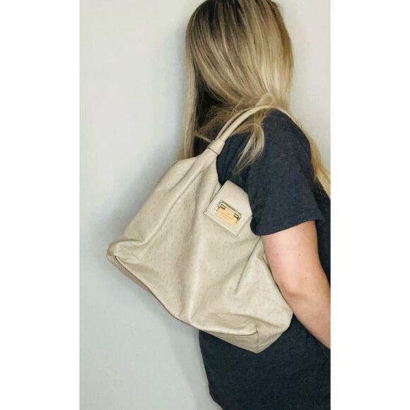 KATE SPADE New York Stone Ostrich Embossed Overlap Closure Shoulder Bag - Picture 4 of 12